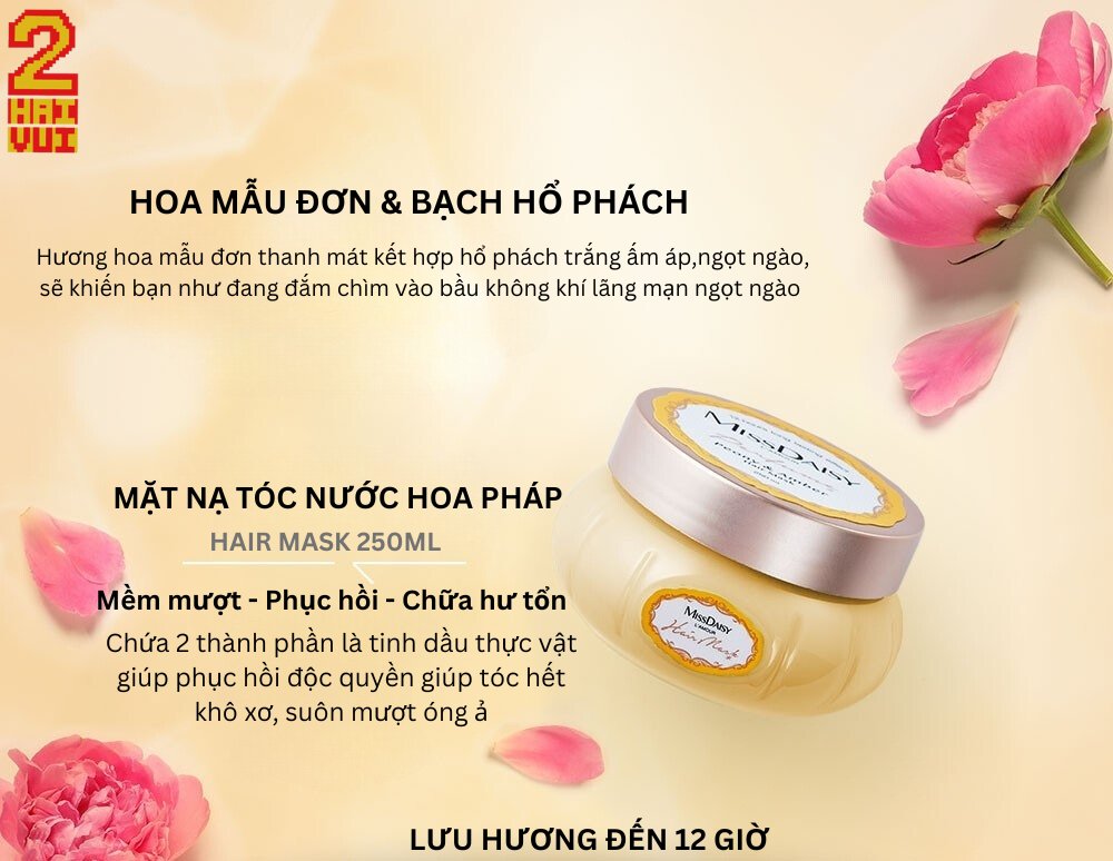 MẶT NẠ TÓC NƯỚC HOA PHÁP MISSDAISY – HOA MẪU ĐƠN & BẠCH HỔ PHÁCH 250ml - Haivui